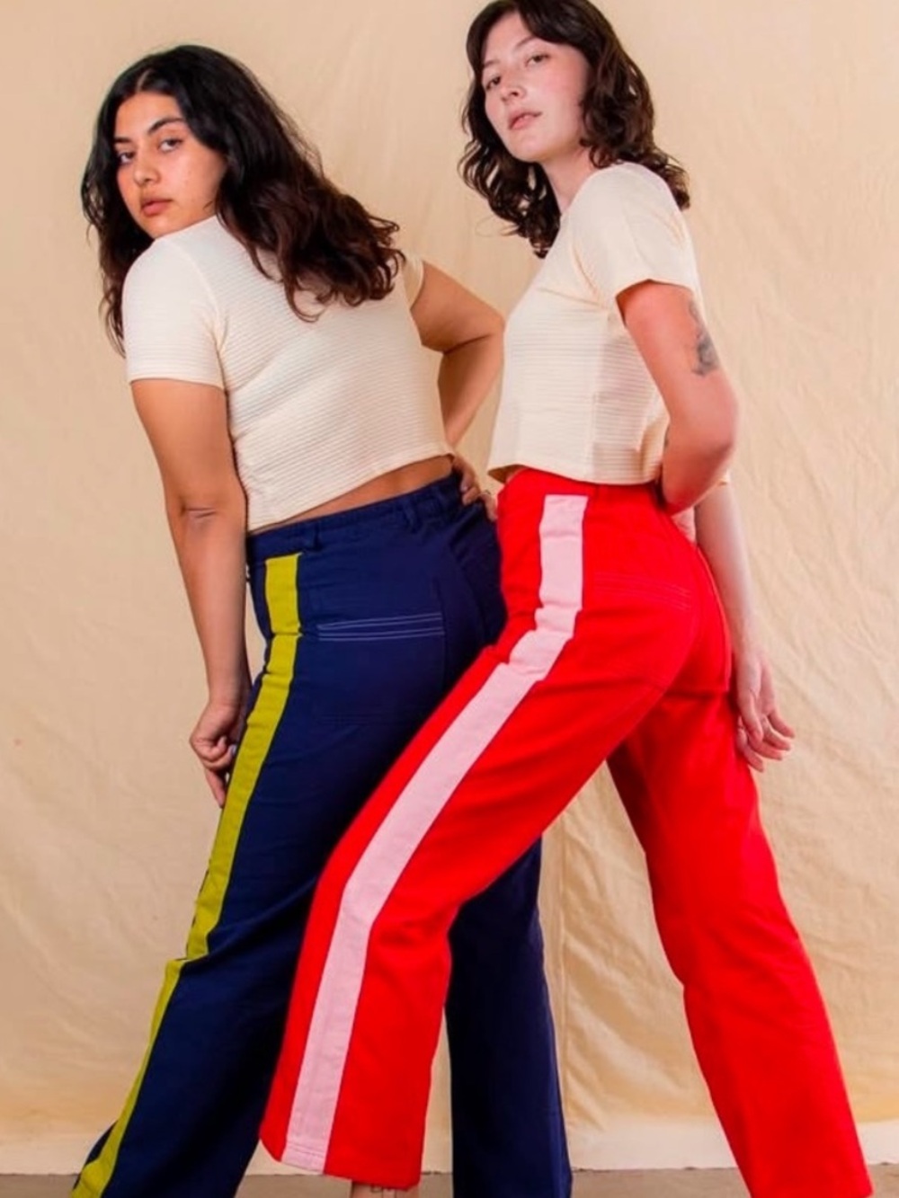 Big bud press cavalry side stripe pants in red/pink xs